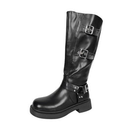 yilon Strap belt long bootsブラック Siver Boots (B0012922-LT154-BLACK)