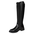 thumbnail image 1 of Xfvqtps Knee High Boots for Women Zipper Back Round Toe Block Low Heel Faux Leather Tall Boots, 1 of 9