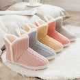 thumbnail image 1 of Xfvqtps Knit Slipper Boots for Womens up to Ankle Plush Lining Fuzzy Solid Color Slip on Soft Sole Memory Foam Non Slip Insulated Warm Winter Snow Boots Black, 1 of 4
