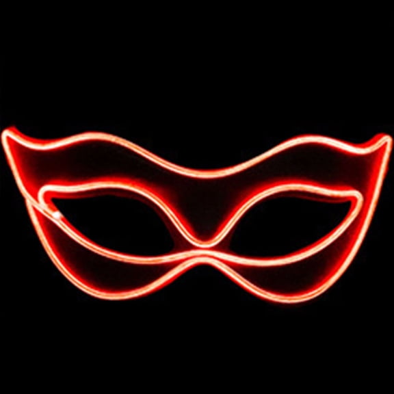 Xfvqtps LED Mardi Gras Mask for Women Flash Light up Masquerade Masks Half Face Carnival Mask for Makeup Performance Ball Party(Battery Not Included) Red