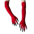 thumbnail image 1 of Xfvqtps Ladies Ghost Claws Gloves with Nails Fingernails Horror Devil Funny Elastic Breathable Party Ice Silk Gloves Red, 1 of 4