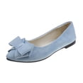 thumbnail image 1 of Xfvqtps Ladys Single Shoes Bowknot Suede Surface Pointy Toe Flat Bottom Soft Sole Fashion Work Casual Shoes Spring and Summer New Shallow Mouth Slip on Flat Shoes Light Blue, 1 of 4