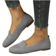 thumbnail image 1 of Xfvqtps Ladys Single Shoes Knit Soft Sole Round Toe Flat Bottom Slip on Low Wedge Comfortable Breathable Walking Mesh Casual Shoes Gray, 1 of 7