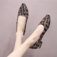 thumbnail image 1 of Xfvqtps Ladys Single Shoes Large Size Plaid Print Design Pointy Toe Low Heel Princess Dressy Flat Shoes Spring and Summer Shallow Mouth Casual Shoes Black, 1 of 1