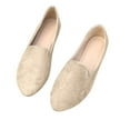 thumbnail image 1 of Xfvqtps Ladys Single Shoes Suede Surface Solid Color Simplicity Soft Sole Pointy Toe Flat Bottom Comfortable Casual Shoes Spring New Slip on Shallow Mouth Flat Shoes Beige, 1 of 5