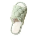 thumbnail image 1 of Xfvqtps Large Size Fuzzy Slippers for Womens Open Toe Grid Pattern Slip on Solid Color Fluffy Plush Thick Bottom Non Slip Cozy Indoor Outdoor House Warm Winter Fluffy Slippers Green, 1 of 5