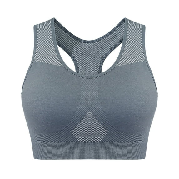 Xfvqtps Large Size Sports Bras for Women No Underwire Removable Padded Racerback Elastic Comfortable Breathable Yoga Athletic Exercise Bras Gray