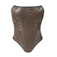 thumbnail image 1 of Xfvqtps Leather Corsets for Women Back Strap Lace up Boned Overbust Corset Bustier Shapewear Brown, 1 of 6