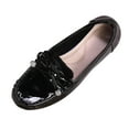 thumbnail image 1 of Xfvqtps Leather Loafers for Women Slip on Flats with Rhinestone Bow Shiny Casual Work Shoes Comfortable Walking Shoes Black, 1 of 9