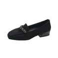 thumbnail image 1 of Xfvqtps Loafers for Women Chunky Block Low Heels Slip on Rhinestone Strap Decor Close Toe Soft Sole Comfortable Non Slip Walking Casual Shoes Black, 1 of 7