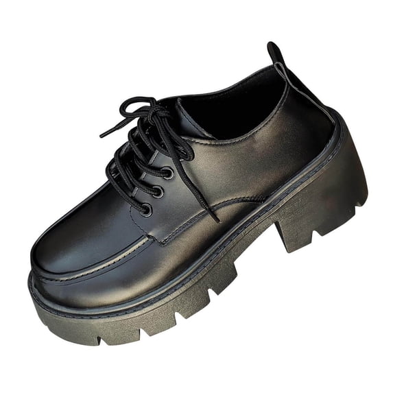 Xfvqtps Loafers for Women Lace up Thick Sole Matte Surface Chunky Sole Slip on Office Work Business School Dressy Casual Shoes