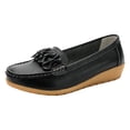 thumbnail image 1 of Xfvqtps Loafers for Women Micro Wedge Low Heel Slip on Bow Decor Close Toe Soft Sole Comfortable Non Slip Walking Casual Shoes Black, 1 of 7