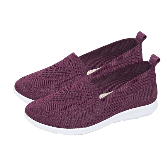 Xfvqtps Loafers for Women Slip on Walking Shoes Knit Upper Soft Sole Comfort Breathable Casual Flats