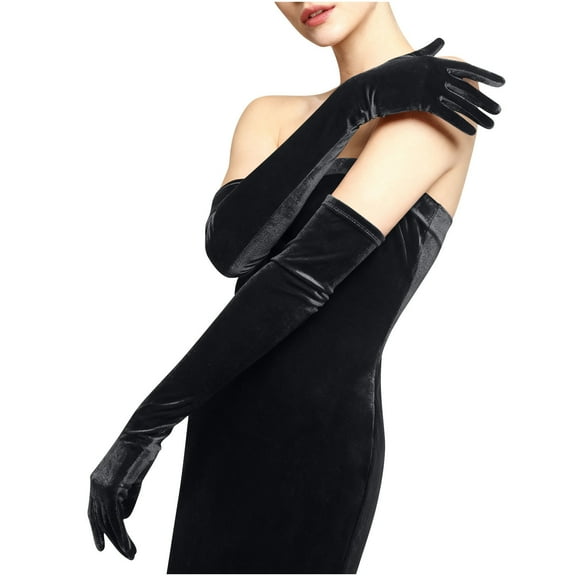 Xfvqtps Long Velvet Gloves Women Opera Gloves Evening Party Formal Gloves Bride Gloves Wedding Gloves for Women Black