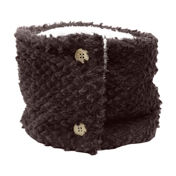 Xfvqtps Loop Scarf for Womens Double Button Plush Fuzzy Color Blocking Cozy Soft Comfortable Thickened Windproof Coldproof Warm Winter Neck Gaiters Brown