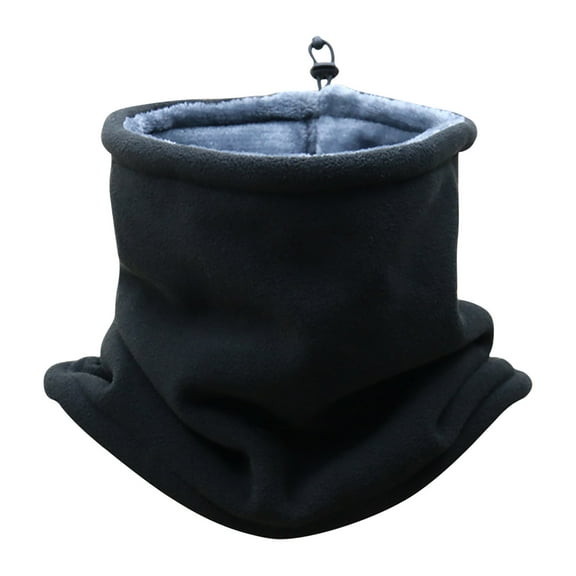 Xfvqtps Loop Scarf for Womens Necks Warmer Fleece Plush Lining Fuzzy Adjustable Drawstring Solid Color Cozy Soft Comfortable Thickened Windproof Coldproof Warm Winter Neck Gaiters Black
