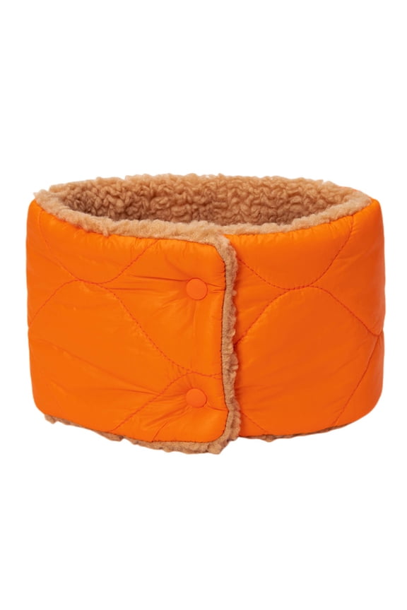 Loop Scarf for Womens Necks Warmer with Snap Button Leather Surface Plush Lining Cozy Soft Comfortable Thickened Windproof Coldproof Warm Winter Neck Gaiters Orange
