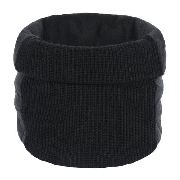 Xfvqtps Loop Scarf for Womens Solid Color Leather Knitting Splicing Together Plush Lining Necks Warmer Stretch Cozy Windproof Coldproof Comfortable Soft Warm Winter Neck Gaiters Black