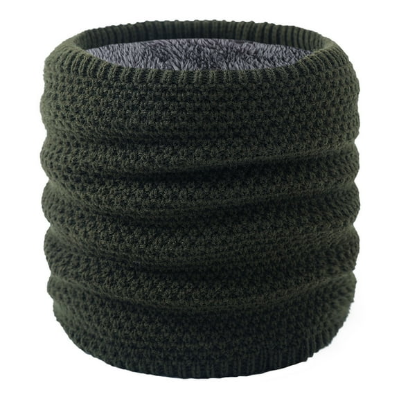 Xfvqtps Loop Scarf for Womens Solid Color Crochet Plush Lining Necks Warmer Thickened Windproof Coldproof Cozy Warm Winter Neck Gaiters Army Green