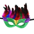 thumbnail image 1 of Xfvqtps Mardi Gras Mask for Men and Women Masquerade Masks Multicolored Glitter Sequin Feather Carnival Mask for Makeup Performance Ball Party Green, 1 of 6