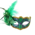 thumbnail image 1 of Xfvqtps Mardi Gras Mask for Women Masquerade Masks Half Face Faux Feather Flower Glitter Carnival Mask for Makeup Performance Ball Party Green-02, 1 of 3
