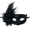 thumbnail image 1 of Xfvqtps Mardi Gras Mask for Women Masquerade Masks Half Face Feather Flower Glitter Lace Carnival Mask for Makeup Performance Ball Party Black-02, 1 of 3