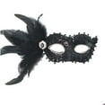 thumbnail image 1 of Xfvqtps Mardi Gras Mask for Women Masquerade Masks Half Face Feather Glitter Rhinestone Carnival Mask for Makeup Performance Ball Party Black, 1 of 6