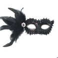 thumbnail image 1 of Xfvqtps Mardi Gras Mask for Women Masquerade Masks Half Face Faux Feather Glitter Rhinestone Carnival Mask for Makeup Performance Ball Party Black, 1 of 6
