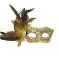 thumbnail image 1 of Xfvqtps Mardi Gras Mask for Women Masquerade Masks Half Face Feather Glitter Rhinestone Carnival Mask for Makeup Performance Ball Party Gold, 1 of 5