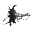 thumbnail image 1 of Xfvqtps Mardi Gras Mask for Women Masquerade Masks Half Face Faux Feather Rhinestone Hollow out Carnival Mask for Makeup Performance Ball Party Black, 1 of 5