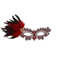 thumbnail image 1 of Xfvqtps Mardi Gras Mask for Women Masquerade Masks Half Face Faux Feather Rhinestone Hollow out Carnival Mask for Makeup Performance Ball Party Red, 1 of 4