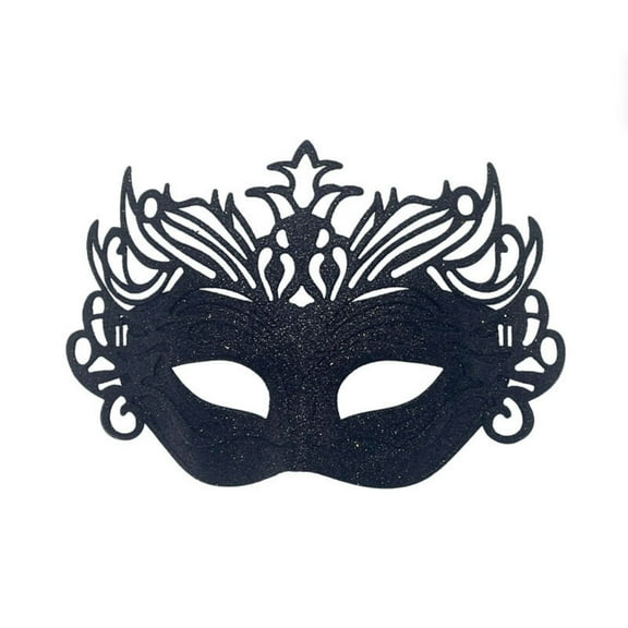 Xfvqtps Mardi Gras Mask for Women Masquerade Masks Half Face Flash Glitter Crown Shape Carnival Mask for Makeup Performance Ball Party Black