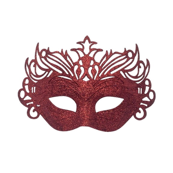 Xfvqtps Mardi Gras Mask for Women Masquerade Masks Half Face Flash Glitter Crown Shape Carnival Mask for Makeup Performance Ball Party Red