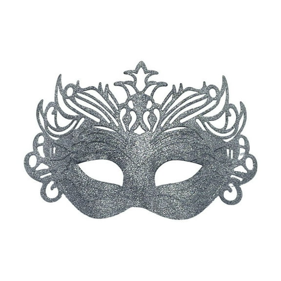 Xfvqtps Mardi Gras Mask for Women Masquerade Masks Half Face Flash Glitter Crown Shape Carnival Mask for Makeup Performance Ball Party Silver