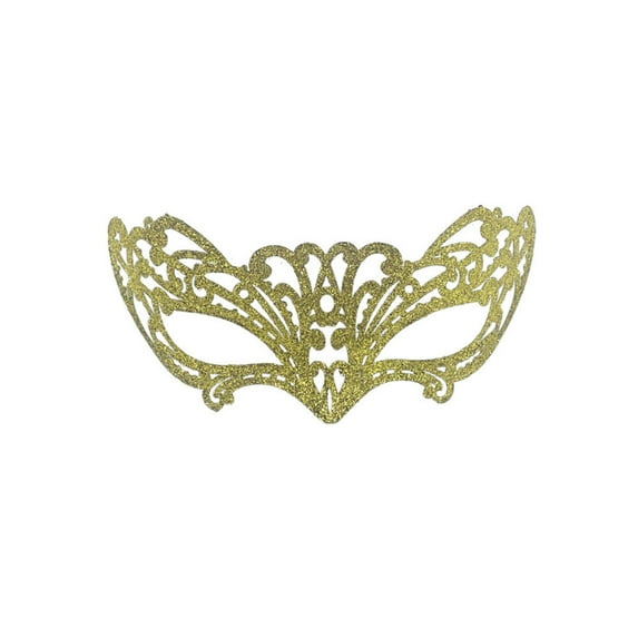 Xfvqtps Mardi Gras Mask for Women Masquerade Masks Half Face Flash Glitter Fox Shape Carnival Mask for Makeup Performance Ball Party Gold