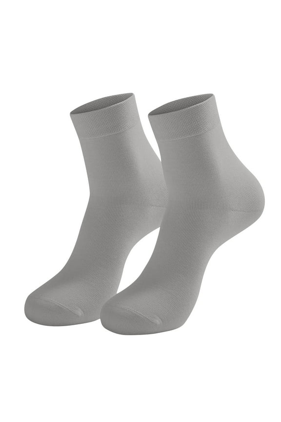 Men Dress Socks Mid Tube Solid Color Soft Comfortable Breathable Socks Gray