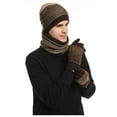 thumbnail image 1 of Xfvqtps Men Hat Scarf Glove Set with Plush Lined Winter Warm Knit Stretchy Extended Beanie Neck Warmer Gloves for Men Coffee, 1 of 9
