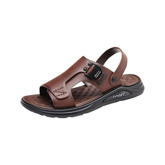 Xfvqtps Men Sandals Side Cutout Two Ways Wearing Open Toe Put Together Thick Sole Non Slip Comfortable Breathable Casual Fishing Walking Sandals Brown