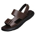 thumbnail image 1 of Xfvqtps Men Sandals Velcro Strap Side Cutout Open Toe Thick Sole Non Slip Comfortable Breathable Casual Fishing Walking Sandals Brown, 1 of 8