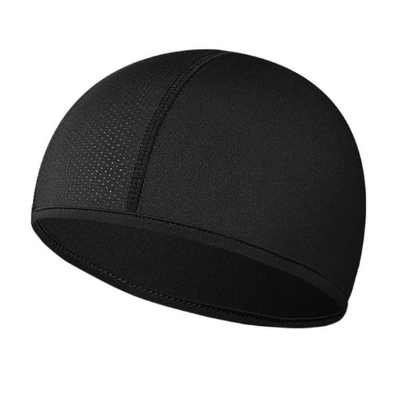 Xfvqtps Men Skull Caps Mesh Dome Stretchy Solid Color Simplicity Comfortable Lightweight Breathable Cycling Liner Hat Black
