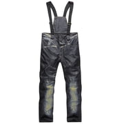 Xfvqtps Men Snow Pants Ski Bibs Snowboarding Fashion Denim Adjustable Straps Thermal Warm Waterproof Winter Overalls Dark Blue