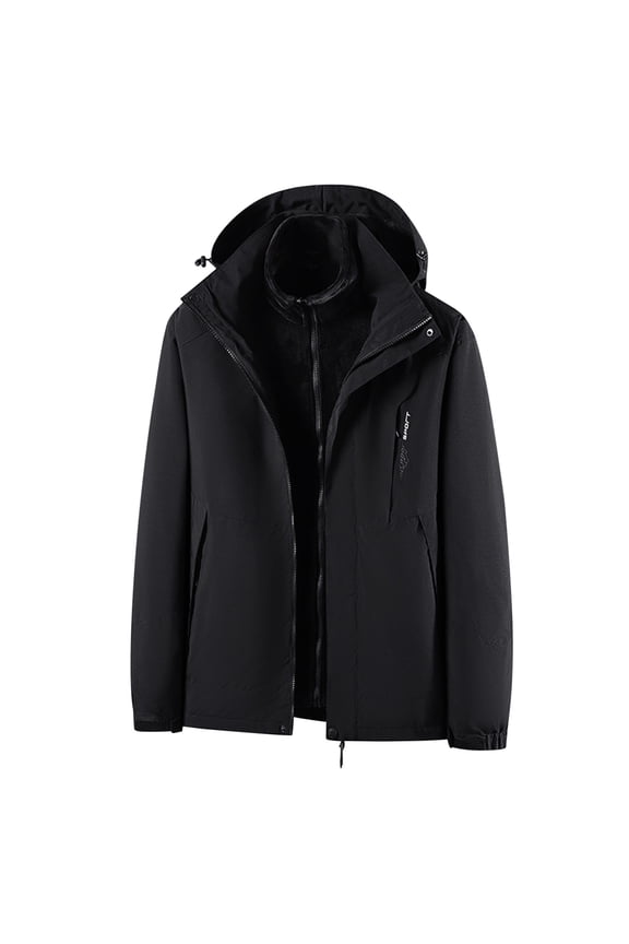 Men Snowboard Jacket Ski Coat with Detachable Plush Lined Waterproof Windproof Warm Snow Jackets Winter Hooded Mountain Coat Black