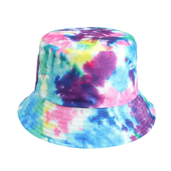 Xfvqtps Men and Women Fisherman Hats Gradient Color Painted Tie Dyed Double Sided Fisherman Hats Wear Outdoor Sunscreen Sun Hats On Both Sides Sky Blue