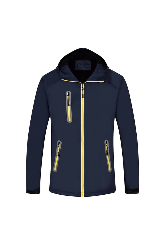 Men and Women Snowboard Jacket Ski Coat Hooded Plush Lined Adjustable Drawstring Zippered Pockets Warm Waterproof Windproof Mountain Coat Navy