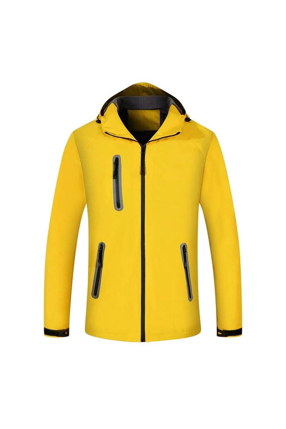 Men and Women Snowboard Jacket Ski Coat Hooded Plush Lined Adjustable Drawstring Zippered Pockets Warm Waterproof Windproof Mountain Coat Yellow
