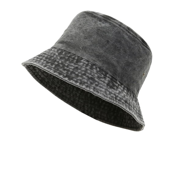 Xfvqtps Men and Women Bucket Hat Washed Fabric Fashion Solid Color Retro Cowboy Hat Sun Protection Sunshade Outdoor Sun Hat Fishing Hat Black