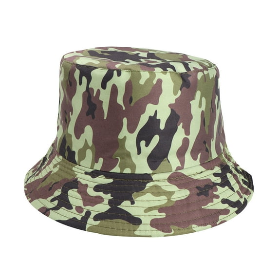 Xfvqtps Men and Women Fisherman Hats Camouflage Pattern Double Sided Fisherman Hats Wear Outdoor Sunscreen Sun Hats On Both Sides Army Green
