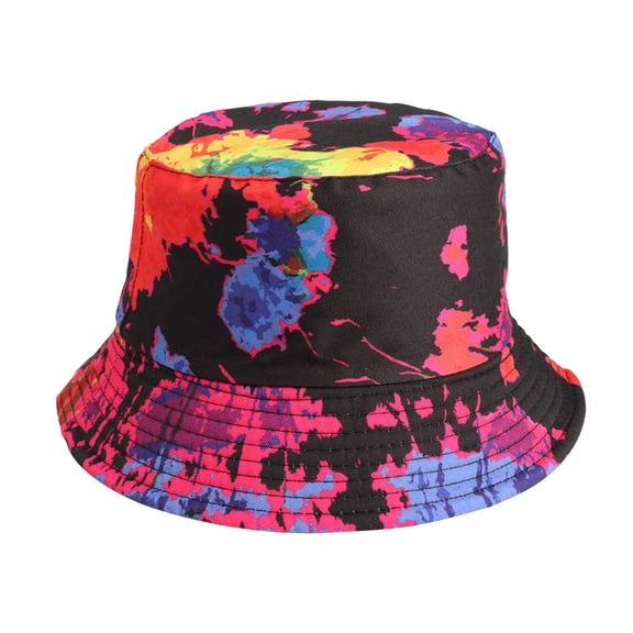 Xfvqtps Men and Women Fisherman Hats Gradient Color Painted Tie Dyed Double Sided Fisherman Hats Wear Outdoor Sunscreen Sun Hats On Both Sides Black