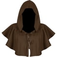 thumbnail image 1 of Xfvqtps Men and Women Hood Cloak Short Neck Strap Medieval Wizard Renaissance Hoodie Cape Coffee, 1 of 5
