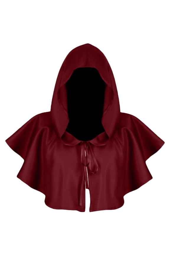 Men and Women Hood Cloak Short Neck Strap Medieval Wizard Renaissance Hoodie Cape Red
